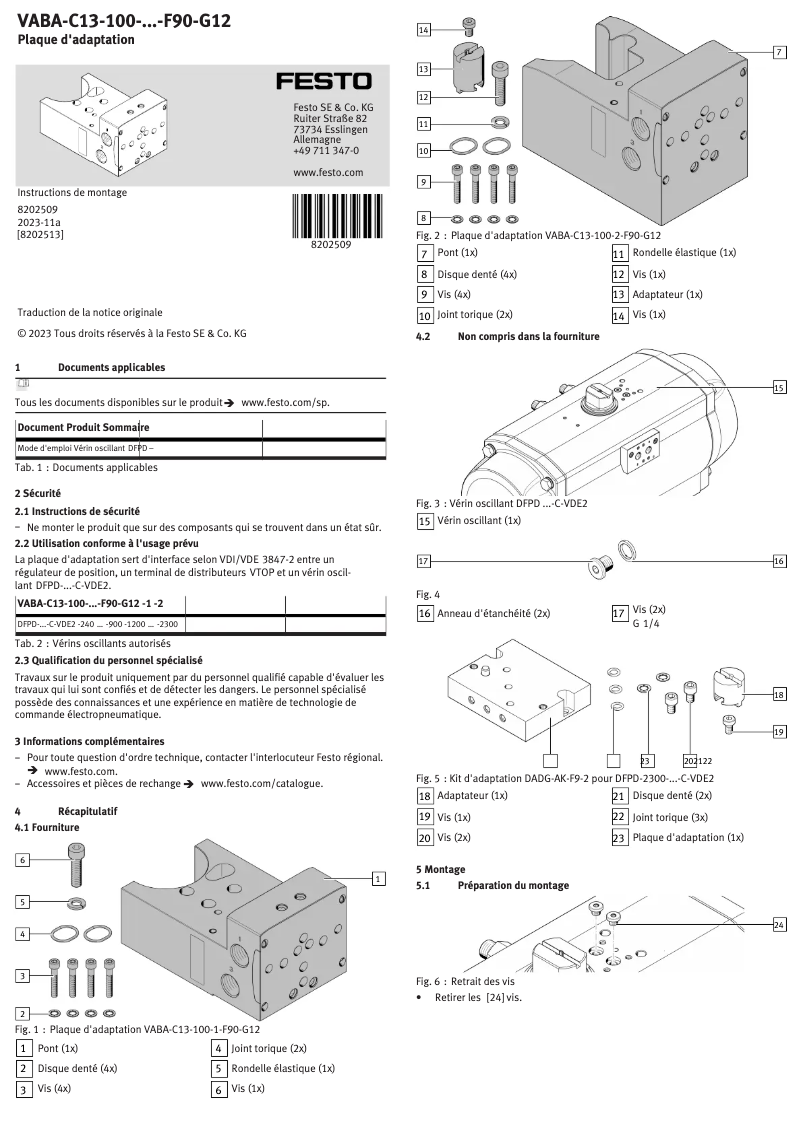 Page n°1 - Manuel utilisateur Festo VABA-C13-100-2-F90-G12