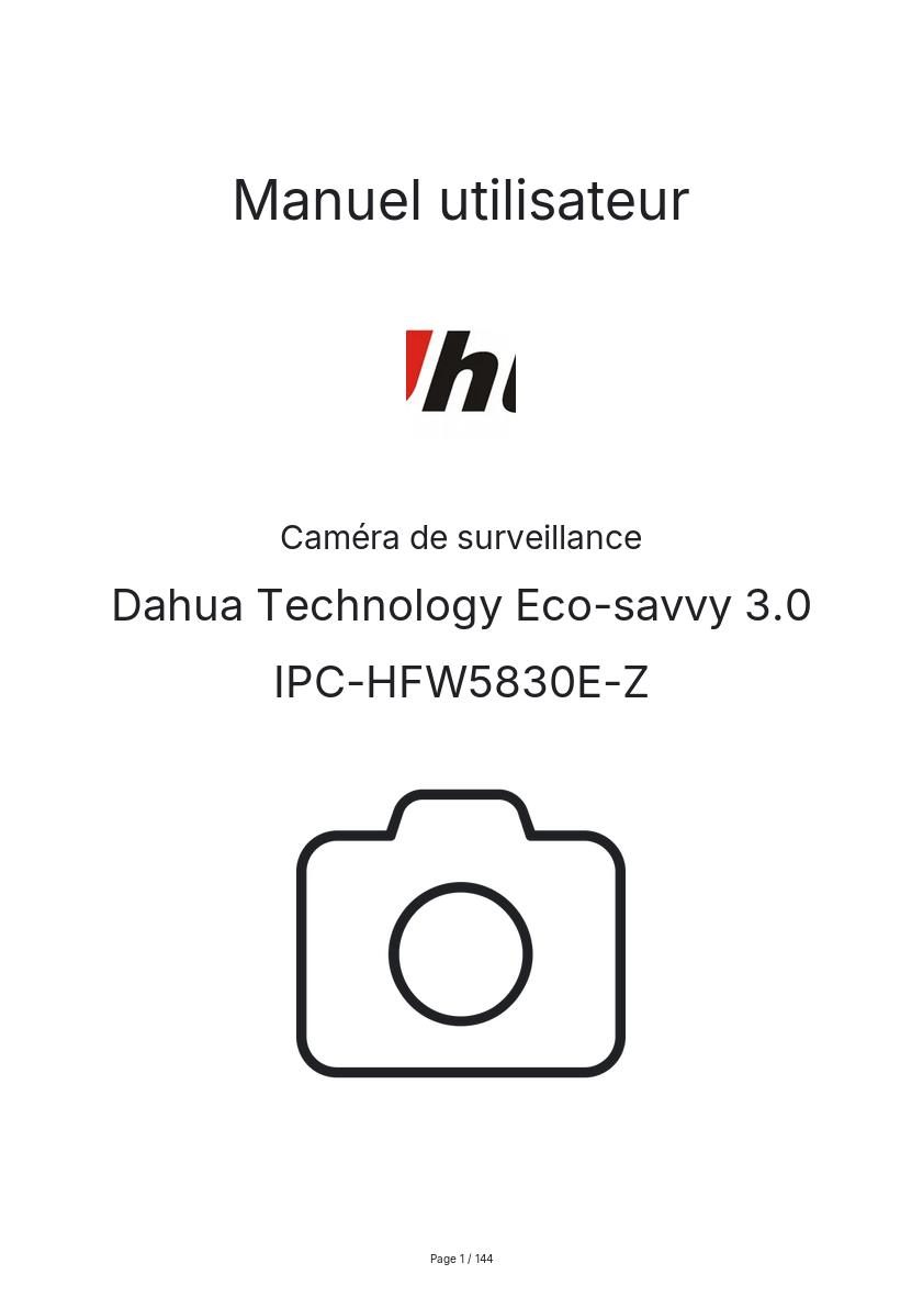 Image de la première page du manuel de l'appareil Eco-savvy 3.0 IPC-HFW5830E-Z