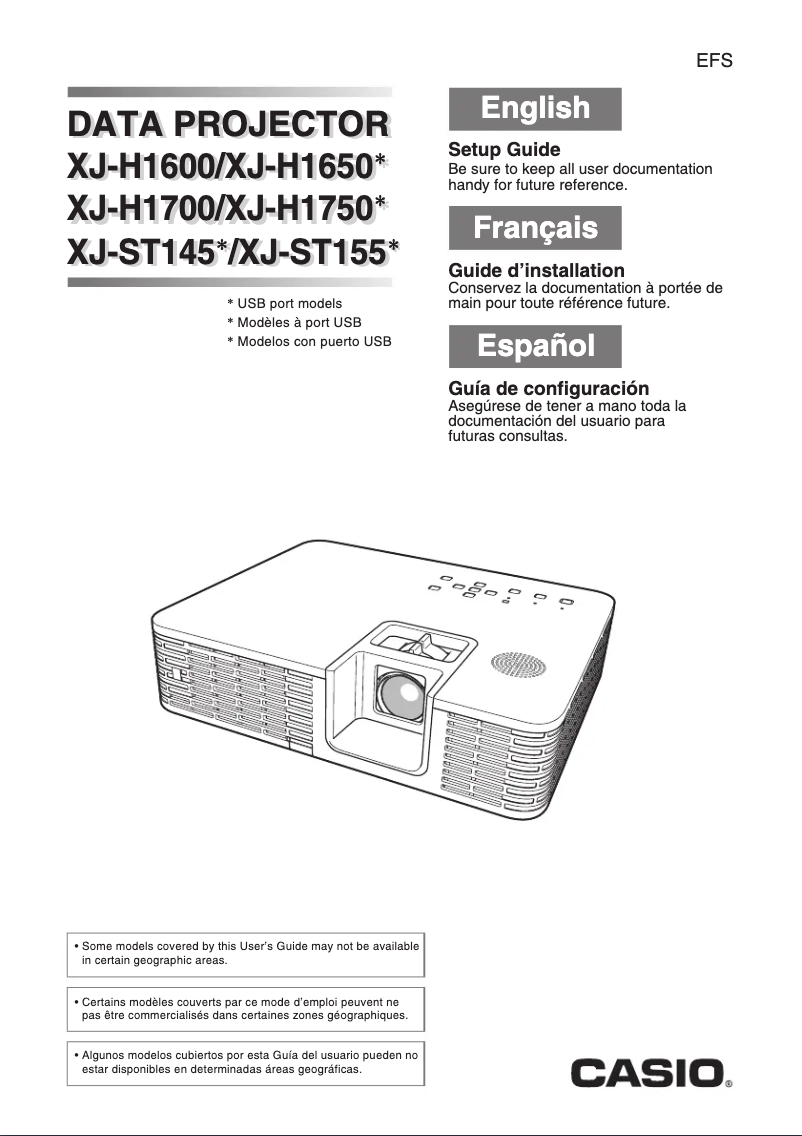 Page 1 de la notice Guide d'installation Casio XJ-ST145
