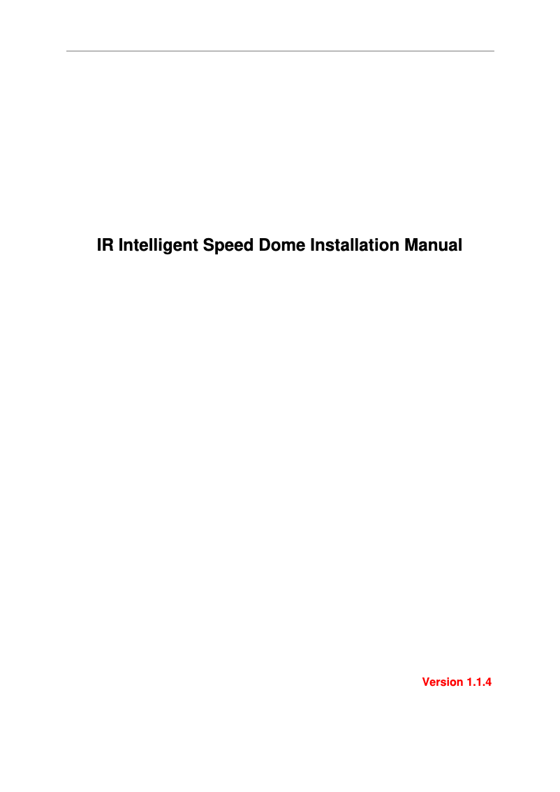 Page n°1 - Manuel utilisateur Dahua Technology SD6C230I-HC