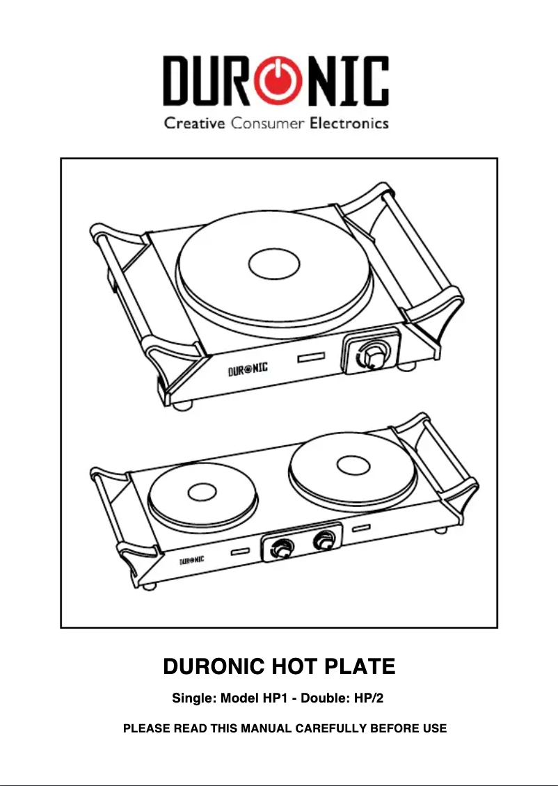 Page 1 de la notice Manuel utilisateur Duronic Hot Plate HP2