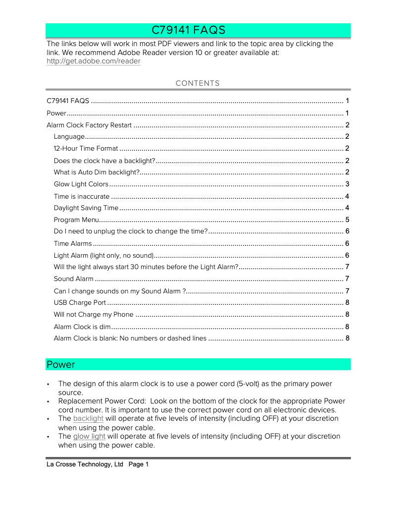 Page 1 de la notice FAQ La Crosse Technology C79141