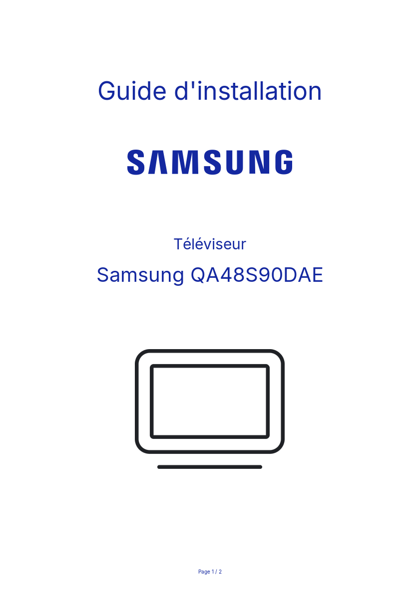 Page n°1 - Guide d'installation Samsung QA48S90DAE