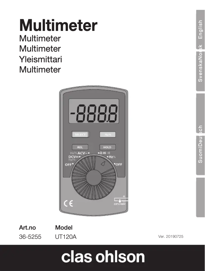 Image de la première page du manuel de l'appareil UT120A