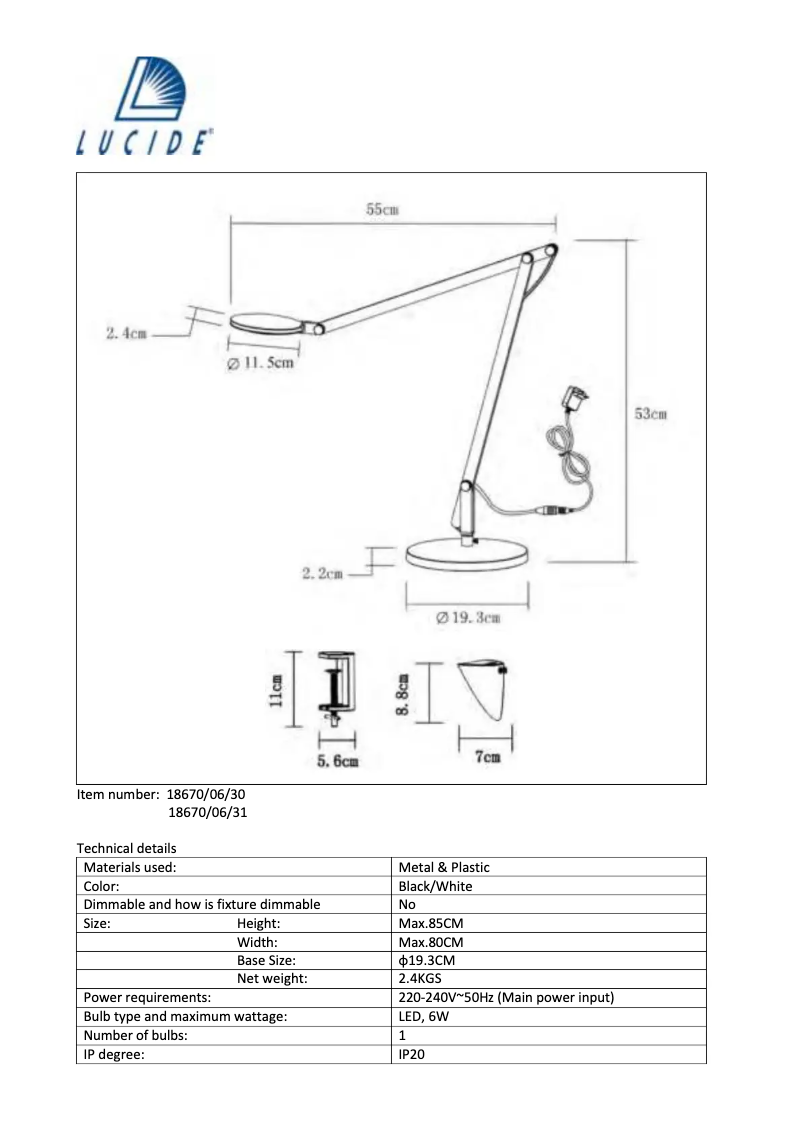 Image de la première page du manuel de l'appareil Linex-LED