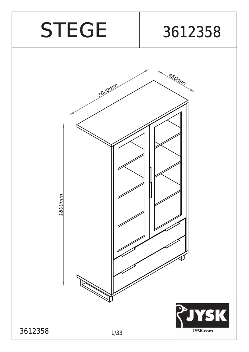 Page 1 de la notice Manuel utilisateur JYSK Stege (120x75x40)