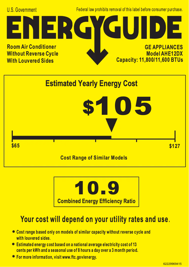 Page n°1 - Label énergétique GE AHE12DX