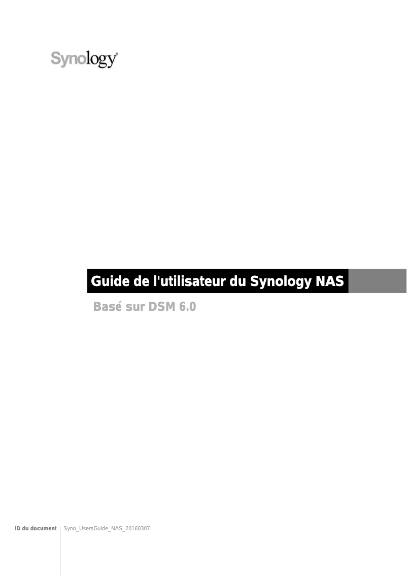 Page n°1 - Manuel utilisateur Synology DiskStation DS216+II