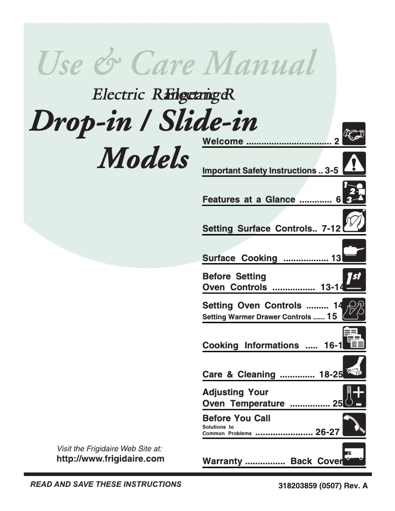Page 1 de la notice Manuel utilisateur Frigidaire FES367EC