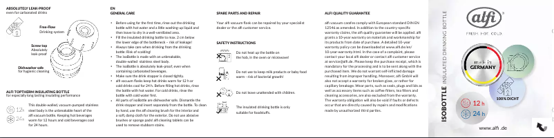 Page 1 de la notice Manuel utilisateur Alfi ISOBOTTLE