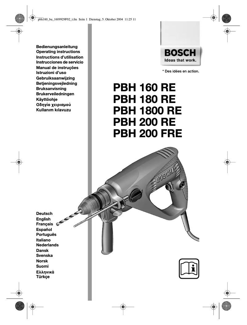 Image de la première page du manuel de l'appareil PBH 180 RE