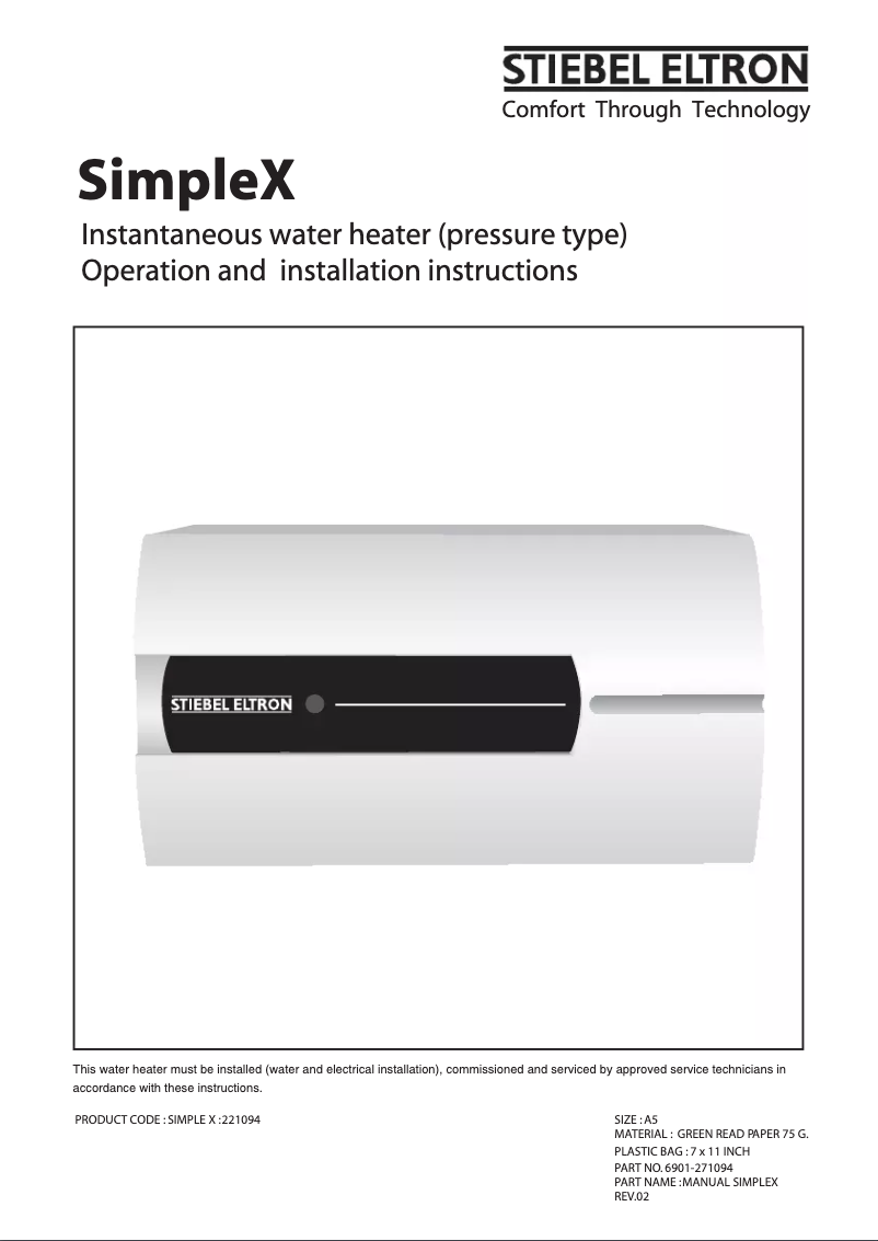 Page n°1 - Manuel utilisateur Stiebel Eltron SimpleX