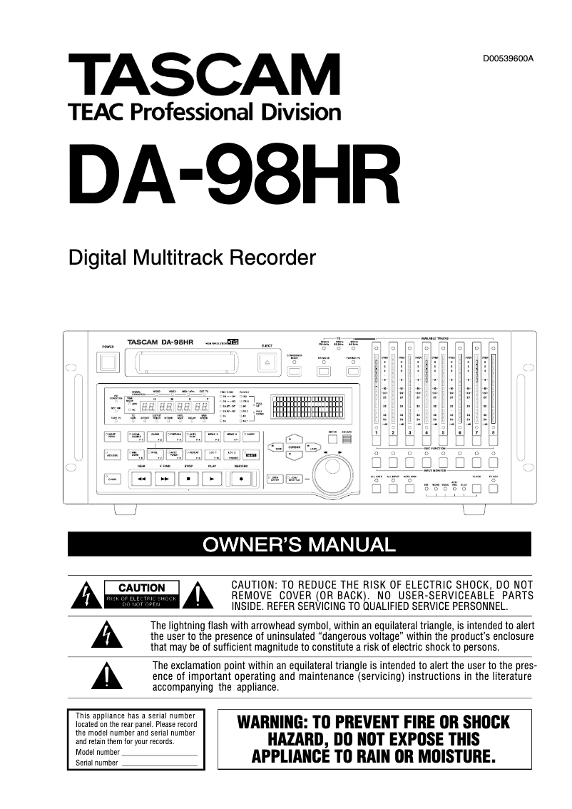 Página 1 del manual Manual de usuario Tascam DS-D98