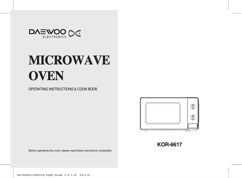 Page n°1 - Manuel utilisateur Daewoo KOR-6S20W