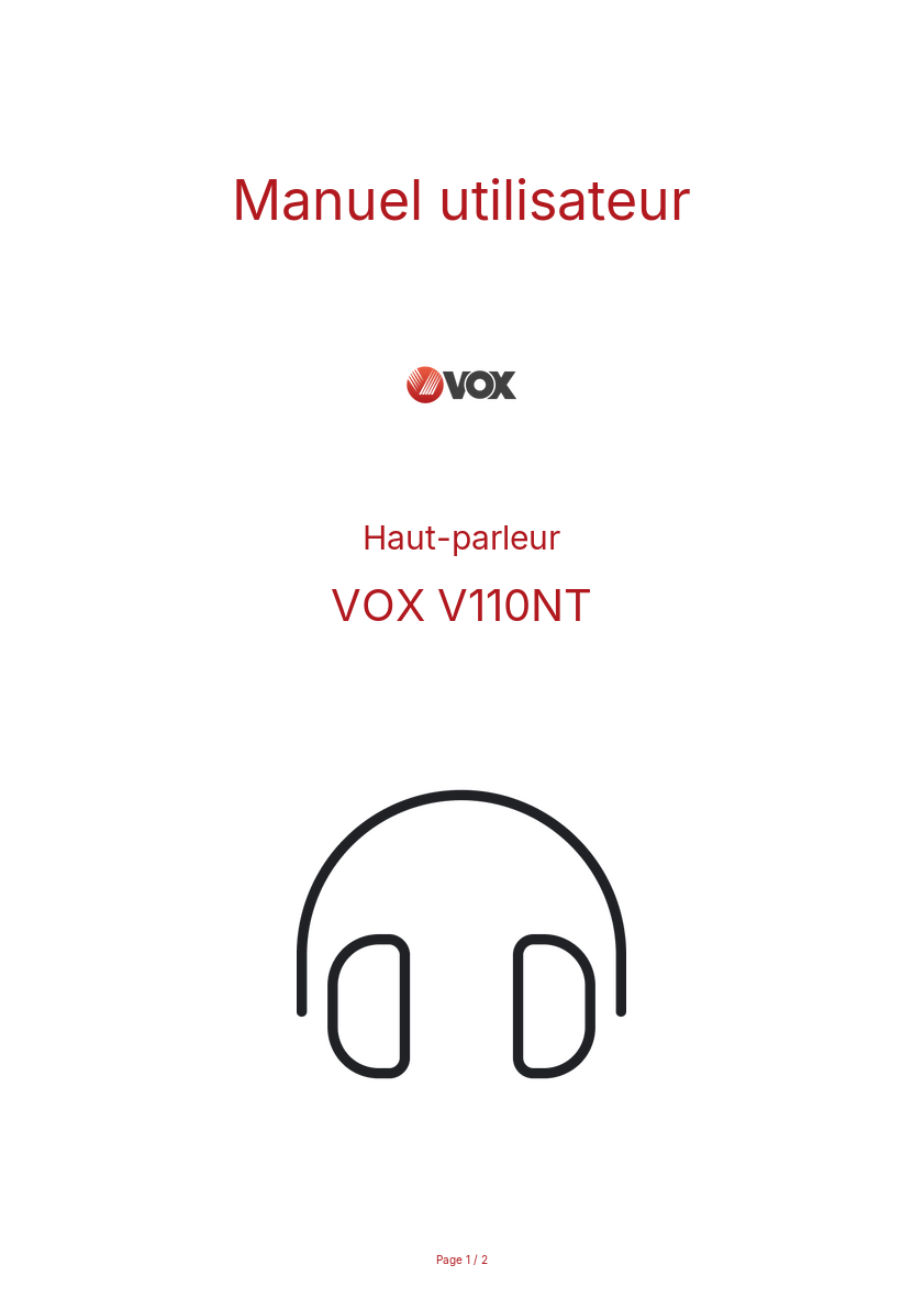 Image de la première page du manuel de l'appareil V110NT