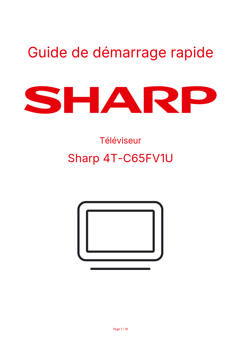 Page n°1 - Guide de démarrage rapide Sharp 4T-C65FV1U