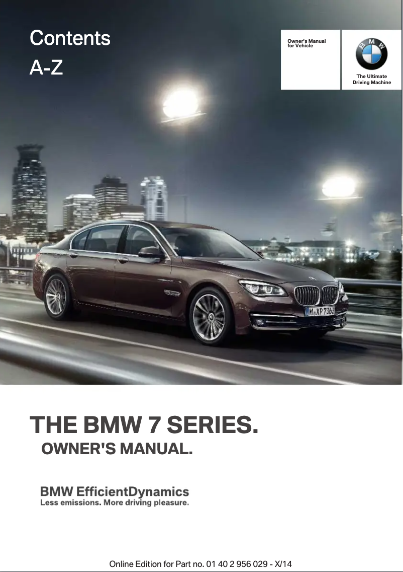 Image de la première page du manuel de l'appareil 750i Sedan (2014)