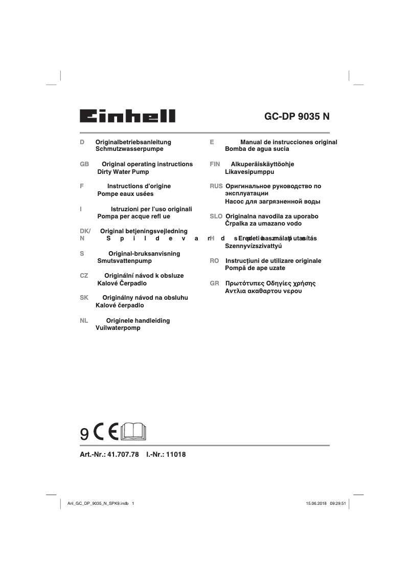 Page 1 de la notice Manuel utilisateur Einhell GC-DP 9035 N