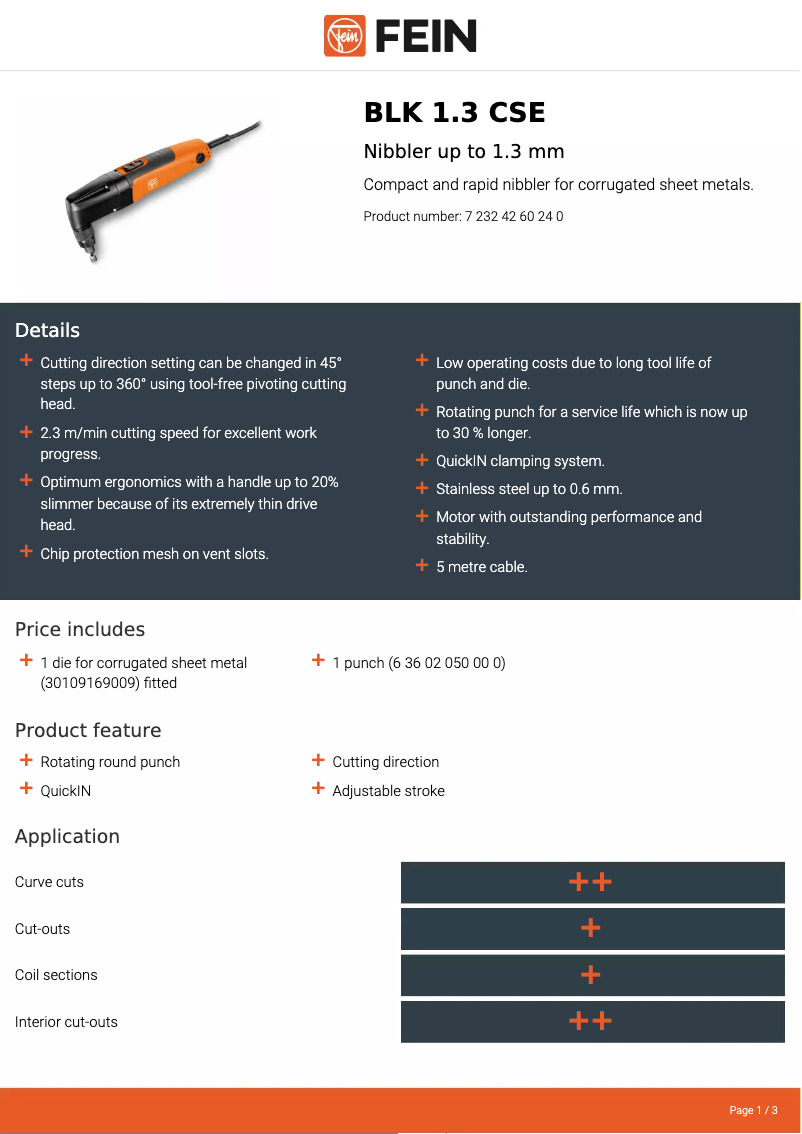 Image de la première page du manuel de l'appareil BLK 1.3 CSE