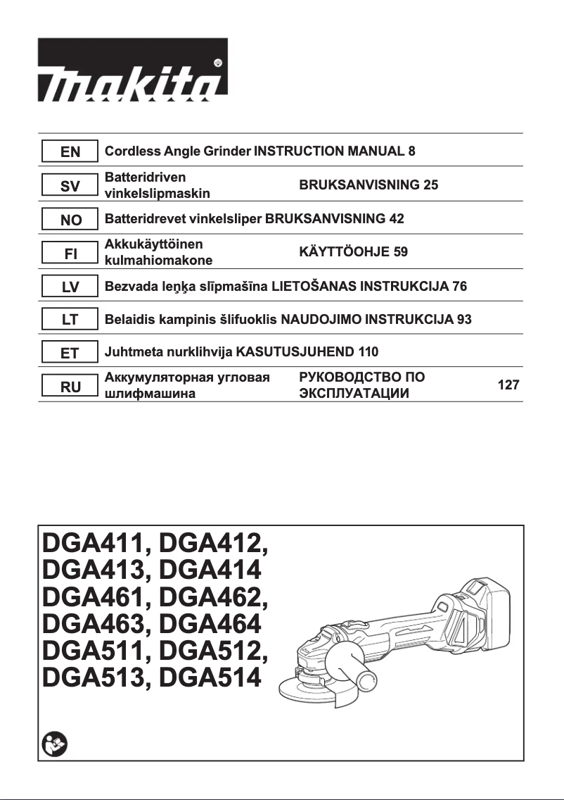 Page 1 de la notice Manuel utilisateur Makita DGA513