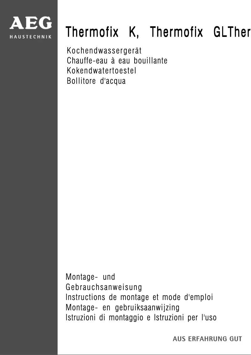 Página 1 del manual Manual de usuario AEG Thermofix GL