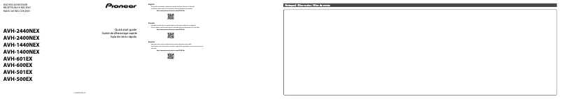 Page n°1 - Guide de démarrage rapide Pioneer AVH-1440NEX