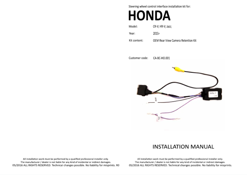 Page 1 de la notice Manuel utilisateur Pioneer CA-BC-HO.001