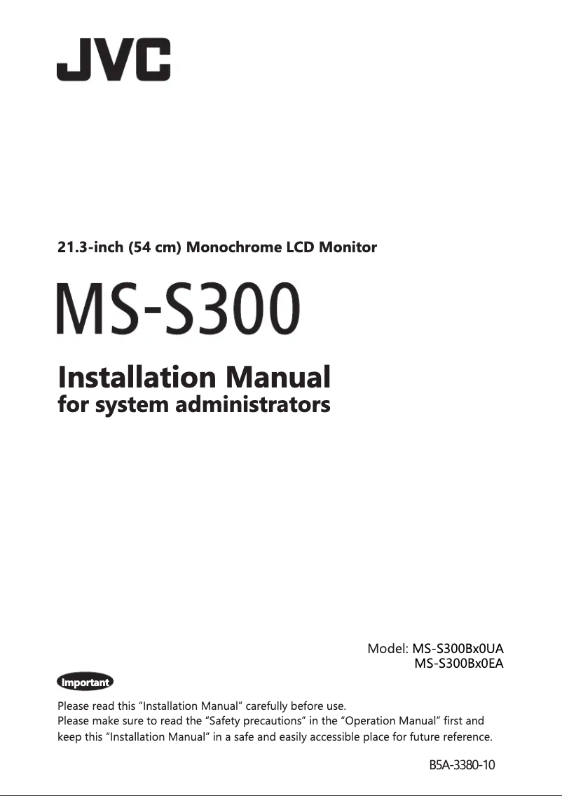 Page 1 de la notice Guide d'installation JVC MS-S300