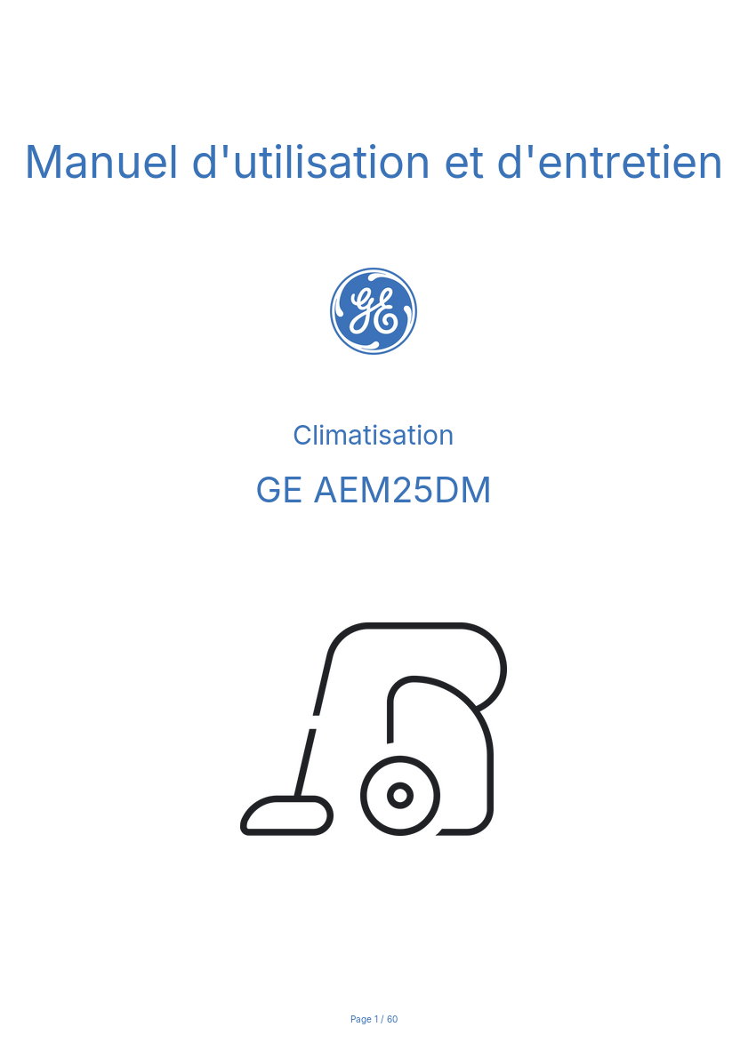 Page n°1 - Manuel d'utilisation et d'entretien GE AEM25DM