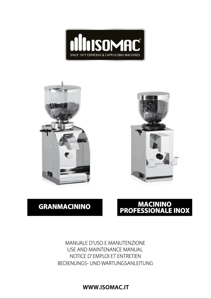 Page 1 de la notice Manuel utilisateur Isomac Granmacinino