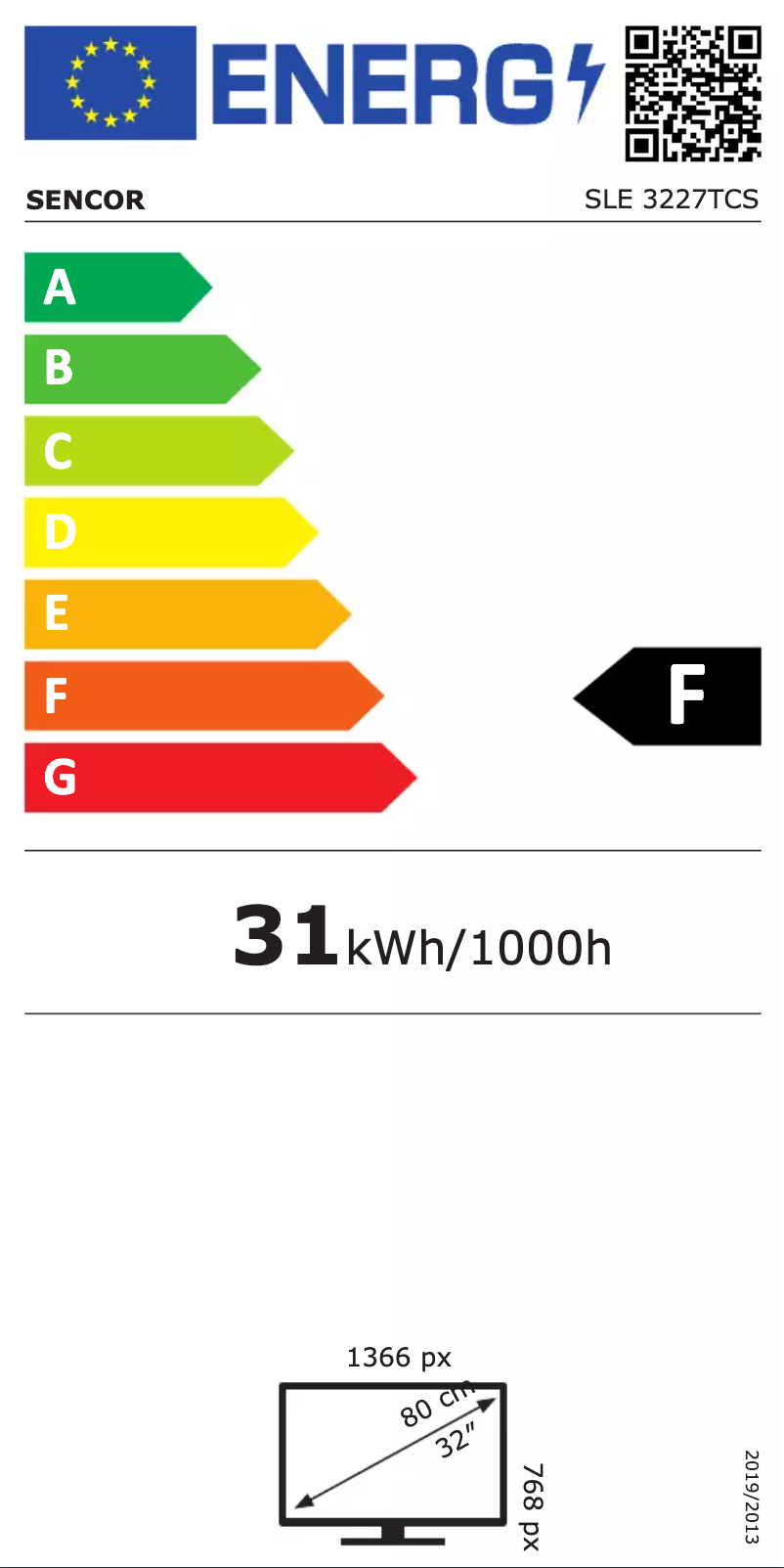 Page n°1 - Label énergétique Sencor SLE 3227TCS