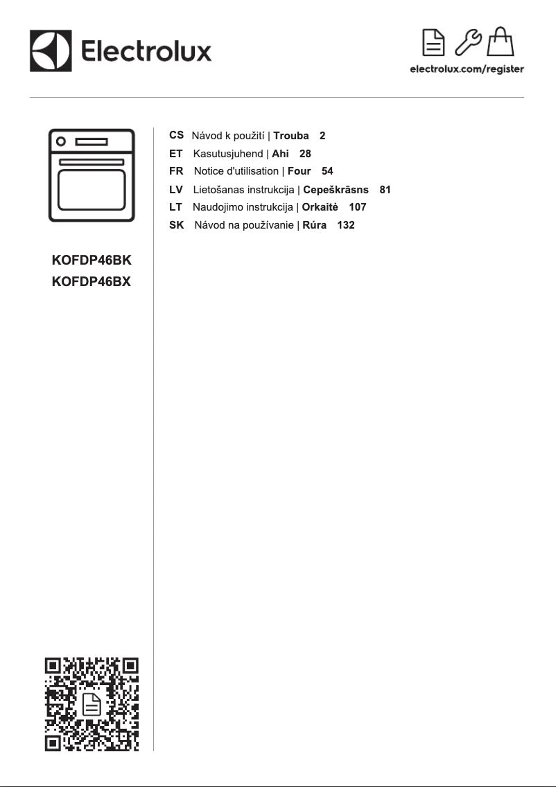 Page 1 de la notice Manuel utilisateur Electrolux KOFDP46BX
