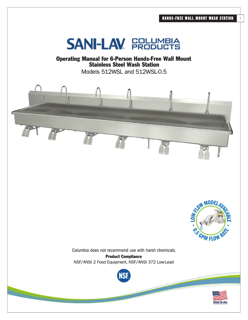 Page 1 de la notice Manuel utilisateur Sani-Lav 512WSL