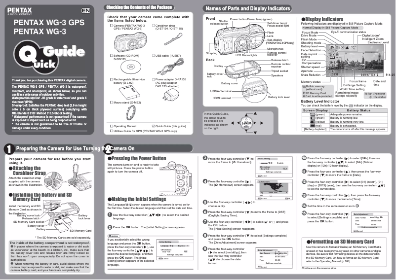Página 1 del manual Manual de usuario Pentax Optio WG-3 GPS