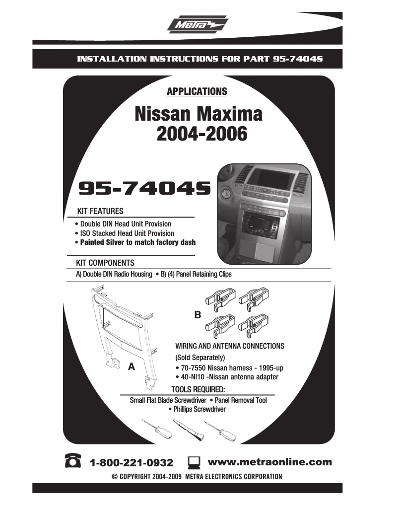 Page n°1 - Manuel utilisateur Metra 95-7404S