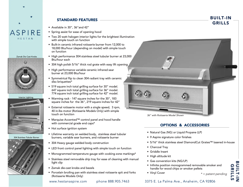 Page 1 de la notice Fiche technique Hestan EMB36-NG