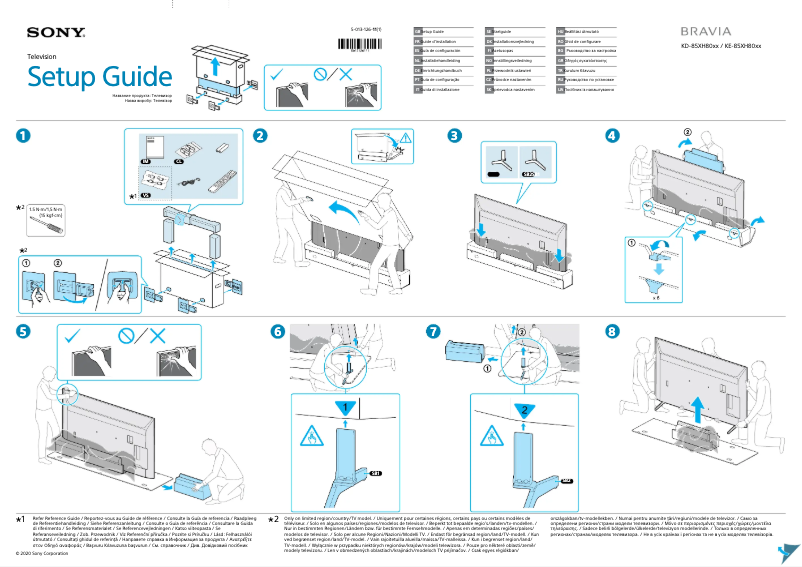 Page 1 de la notice Guide d'installation Sony KD-85XH8096