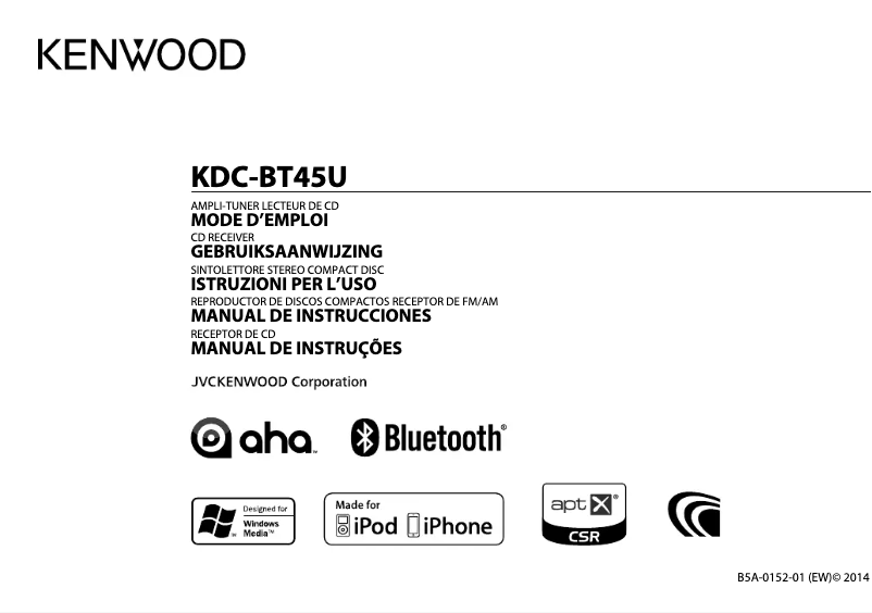 Page 1 de la notice Manuel utilisateur Kenwood KDC-BT45U