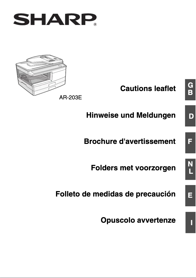 Page 1 de la notice Manuel utilisateur Sharp AR-203E