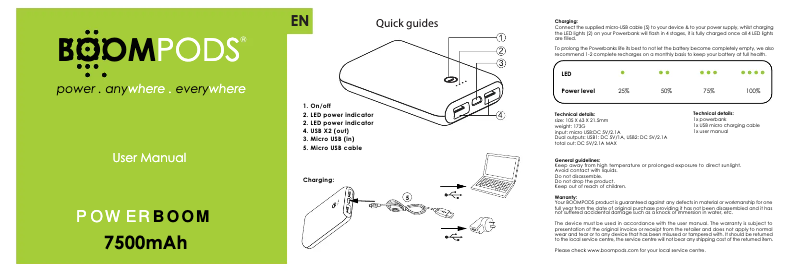 Page 1 de la notice Manuel utilisateur Boompods Powerboom
