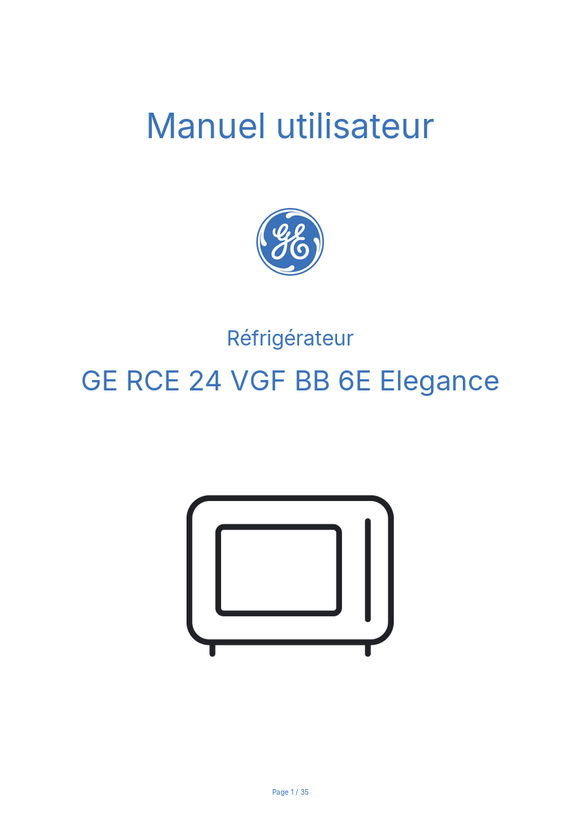 Page n°1 - Manuel utilisateur GE RCE 24 VGF BB 6E Elegance