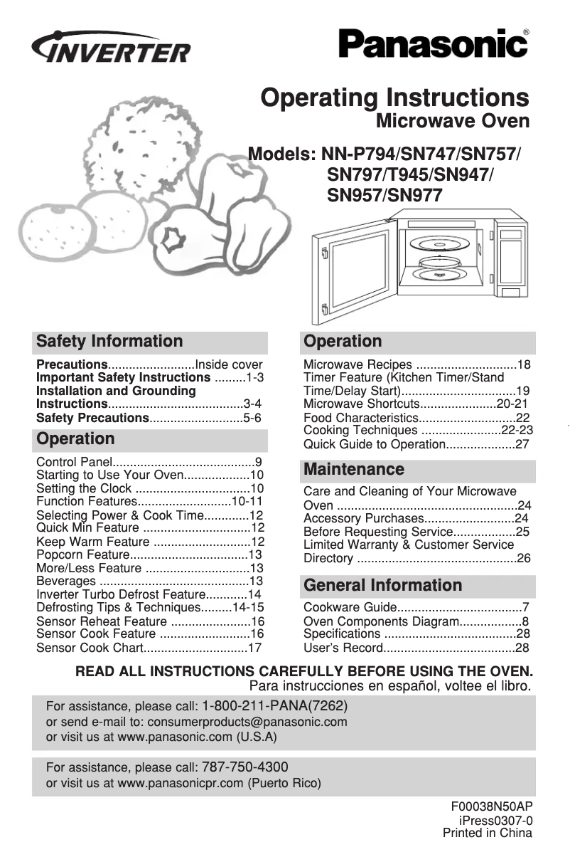 Page 1 de la notice Manuel utilisateur Panasonic NN-SN757