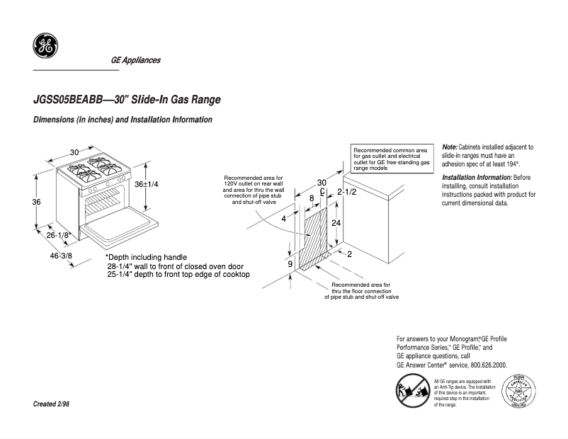 Image de la première page du manuel de l'appareil JGSS05BEABB