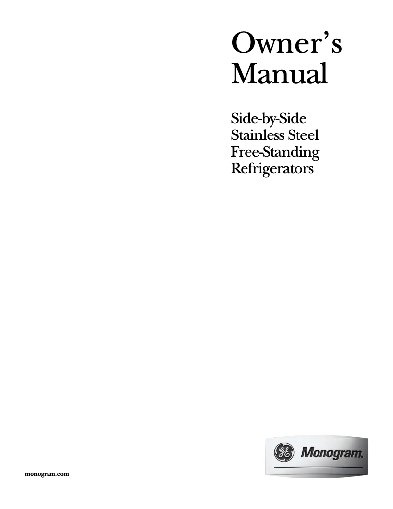 Page 1 de la notice Manuel d'utilisation et d'entretien GE ZFSB23DRSS