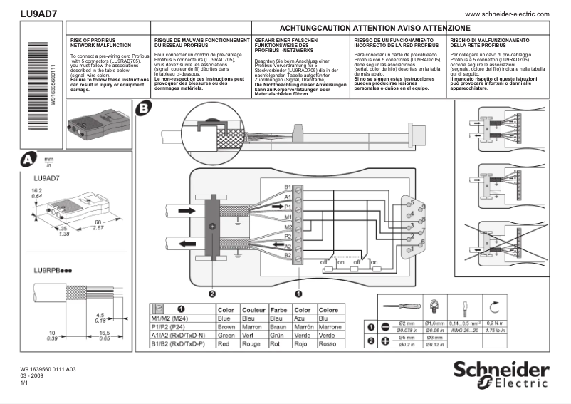 Page 1 de la notice Manuel utilisateur Schneider LU9AD7