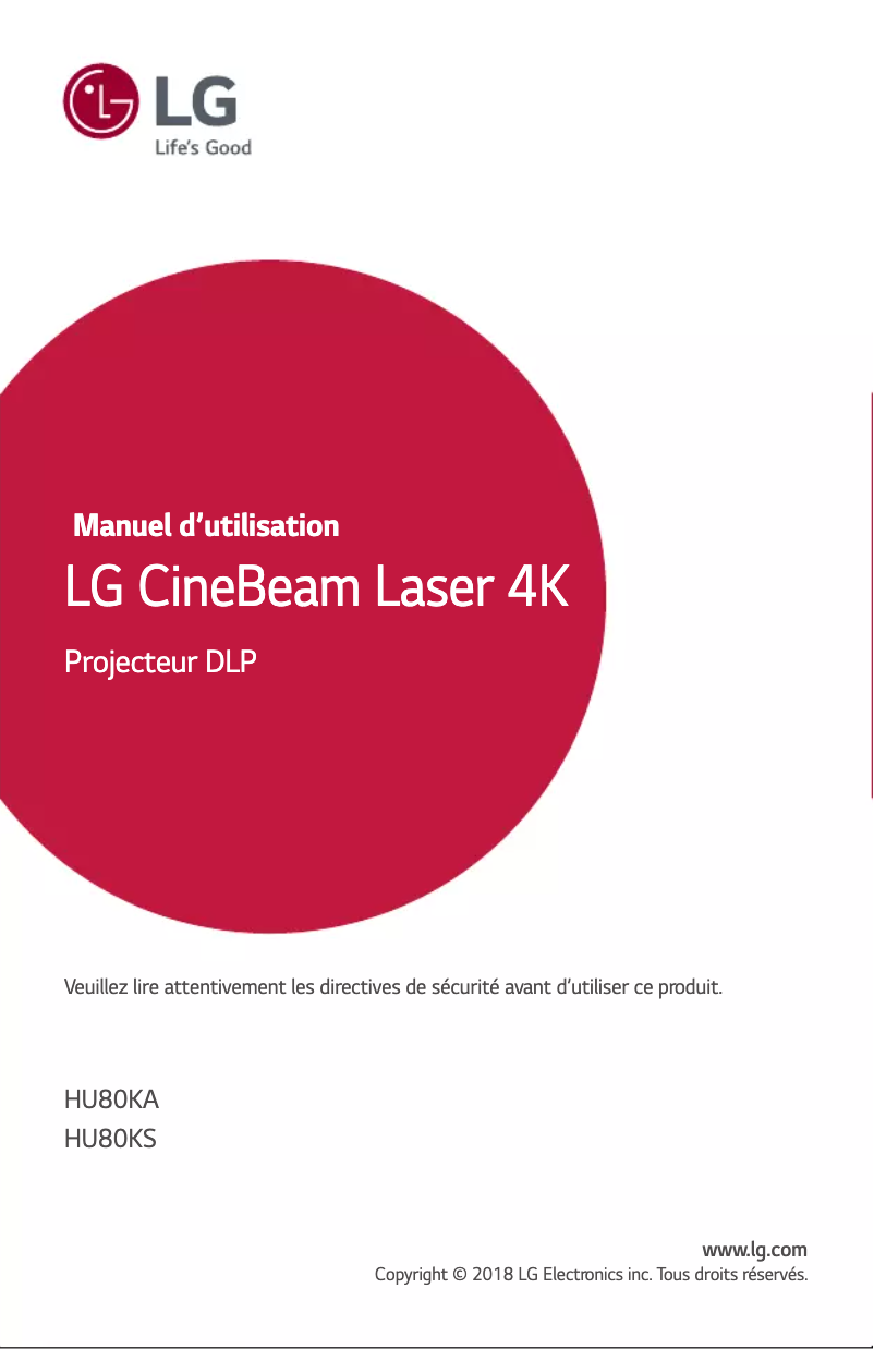 Image de la première page du manuel de l'appareil CineBeam Laser 4K HU80KA