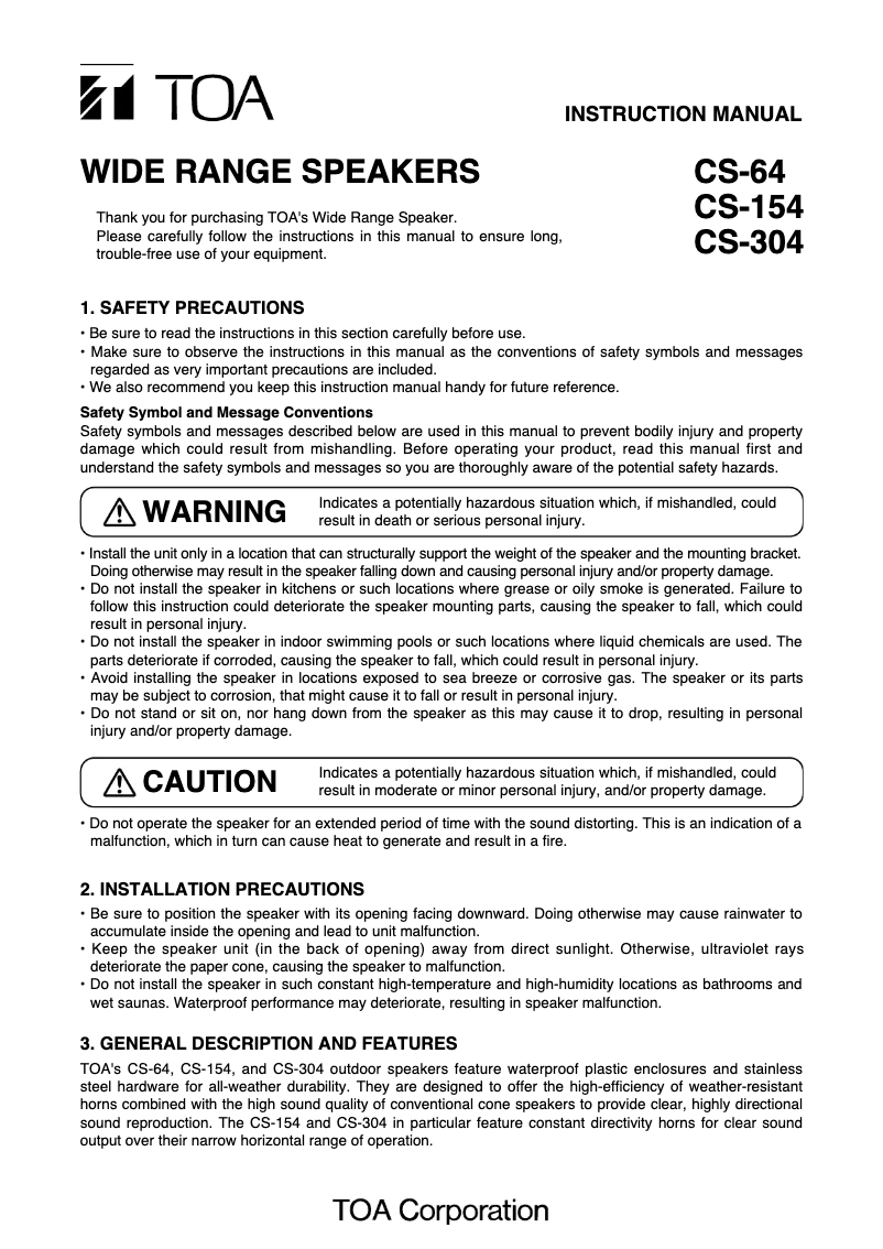Image de la première page du manuel de l'appareil CS-154