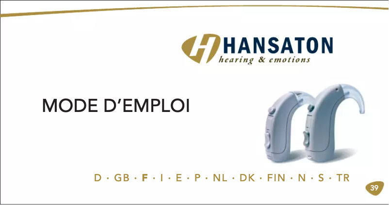 Page n°1 - Manuel utilisateur Hansaton Basic