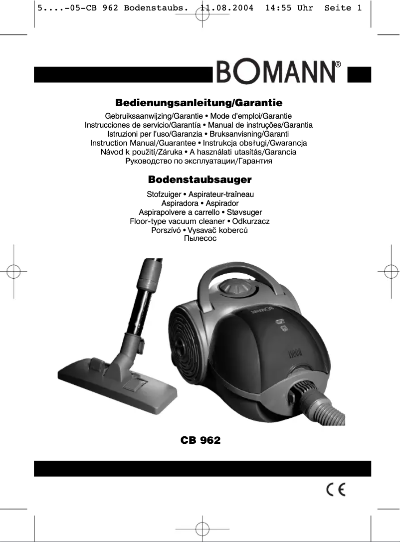 Image de la première page du manuel de l'appareil CB 962