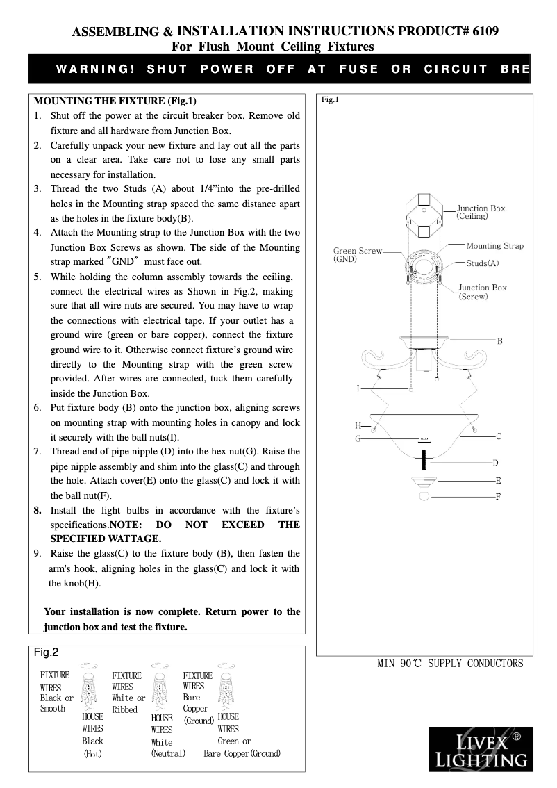 Page 1 de la notice Manuel utilisateur Livex Lighting Coronado 6109-91